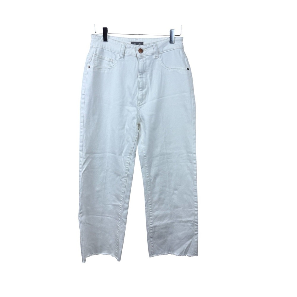 DL1961 Hepburn Size 29 White Jeans Vintage High Rise Wide Leg Distressed